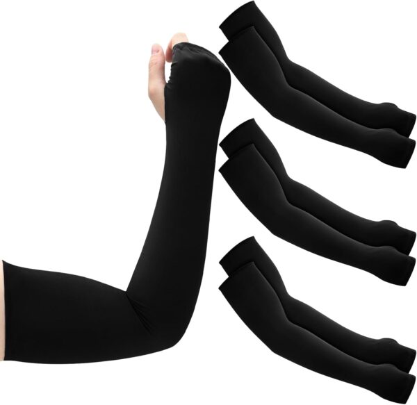 3 Pairs Gaming Arm Compression Sleeve PC with Open Glove and Thumb Hole Compression Sleeve Gaming Forearm Guards PC Gear Reduce Friction Mouse Pad for Esports Gamers Men Gift