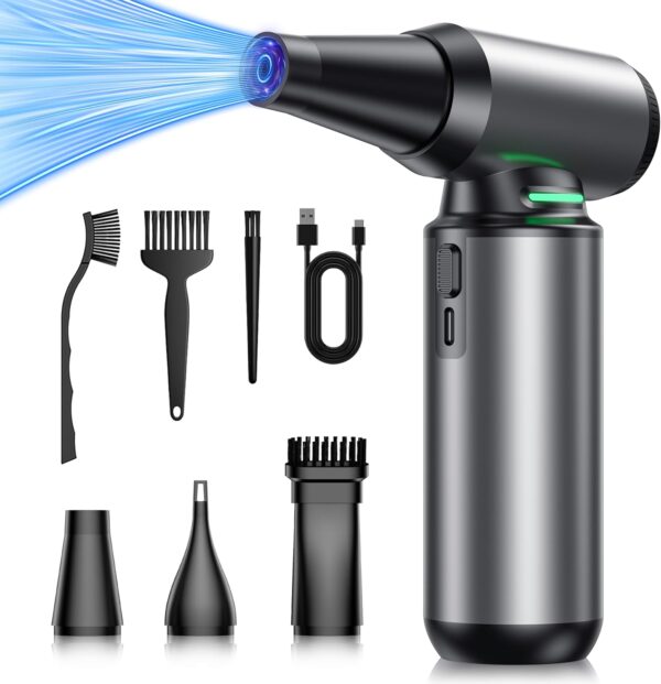 Compressed Air Duster, 180000RPM 7500Mah Electric Air Duster with Brushless Motor, 12-Gear Mini Blower, Replace Canned Air, Jet Dry Blower for Computer, Keyboard, Car, Home, Outdoor Cleaning