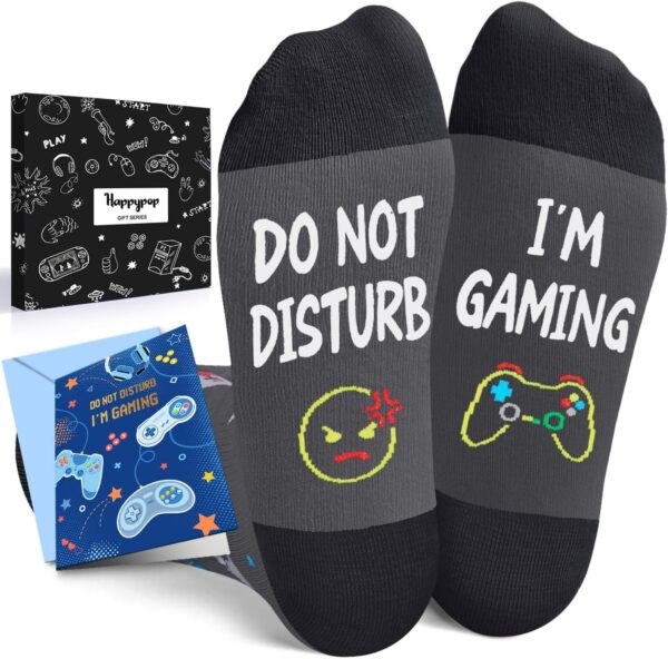 Gamer Gifts with Greeting Card for Teens Boys - Video Game Gifts, Gaming Socks for Adult, Kids 4-18 Years