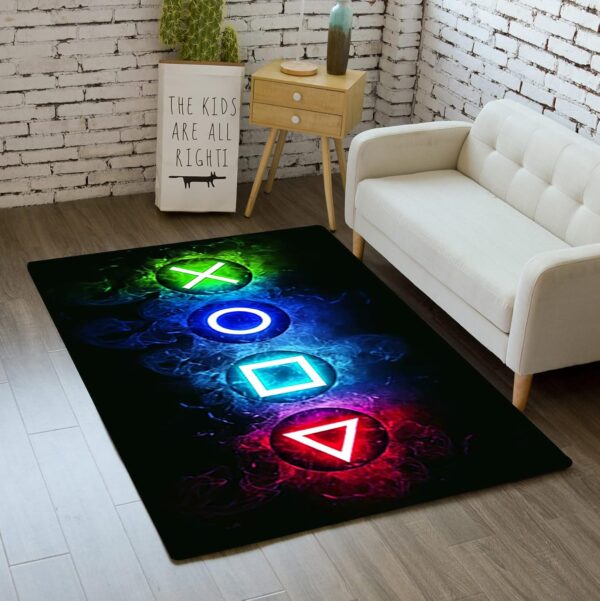 Gaming Area Rugs for Boys Cool Game Style Bedroom, Gamer Rug Boys Room Decor, Video Games Bedroom Carpet for Teens, Controller Gamepad Player Standing Throw Doormats Yoga Mat Black