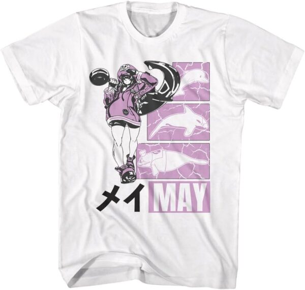 Guilty Gear Gaming May & Sea Friends Japanese Print Mens Black Short Sleeve T Shirt Gamer Graphic Tees