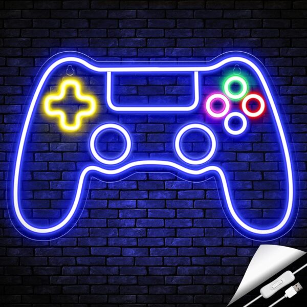 Kavaas Gamer Neon Sign, Game Controller LED Sign for Gaming Room Decor - Game Neon Sign for Teen Boy Room Decor - Best Gamer Gifts for Boys, Kids