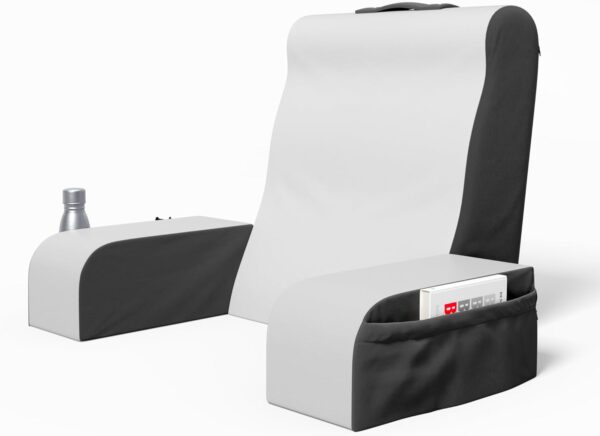 Kölbs Wedge Reading Cushion, Back Pillow for Bed Sitting Up, Cushion with Arms for TV Book Gaming Dorm Rooms, Backrest (Grey/White, Standard)