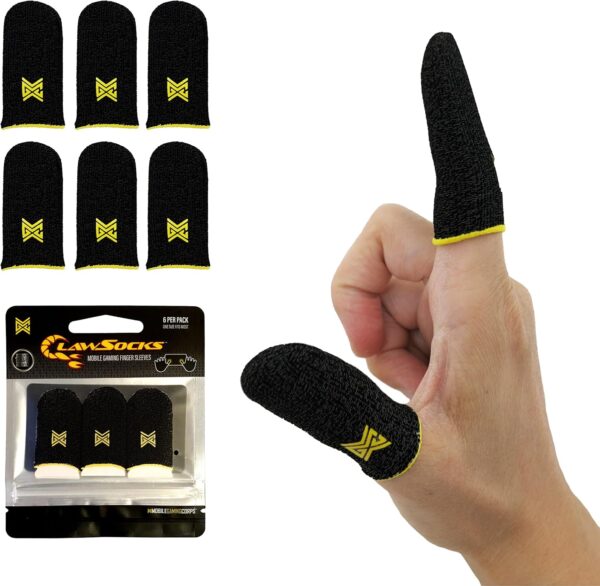 MGC ClawSocks 6 Pack Carbon, Gamer Finger & Thumb Sleeves, Mobile Gaming Stabilizer & Compression Support Black