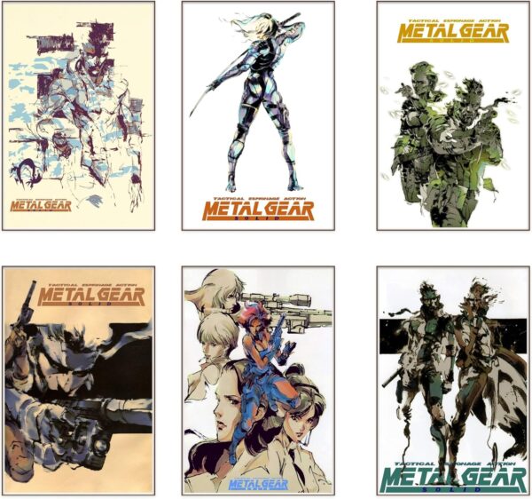 Ouroboros Art & Design - MGS - Metal Gear Solid Posters Gaming Room Decor - Solid Snake - Liquid Snake - Meryl Silverburgh - 6 Pieces - 8x12'' Inch - Unframed