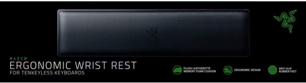 Razer Ergonomic Wrist Rest for Tenkeyless Keyboards: Plush Leatherette Memory Foam Cushion - Anti-Slip Rubber Feet