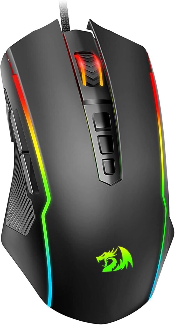 Redragon Gaming Mouse, Wired Gaming Mouse with RGB Backlit, 8000 DPI Adjustable, Mouse with 9 Programmable Macro Buttons & Fire Button, Software Supports DIY Keybinds, M910-K