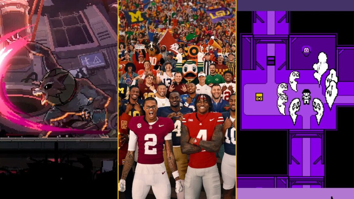 Images from Ovis Loop, College Football 26, and OFF are arranged in an image.