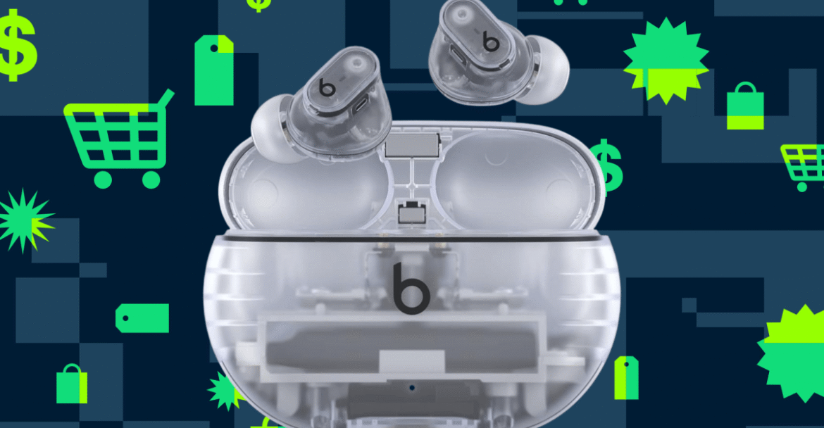 The translucent Beats Studio Buds Plus are half off