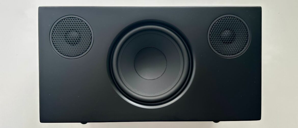 Front panel of Audio Pro Addon C10 MkII wireless speakers on a white background