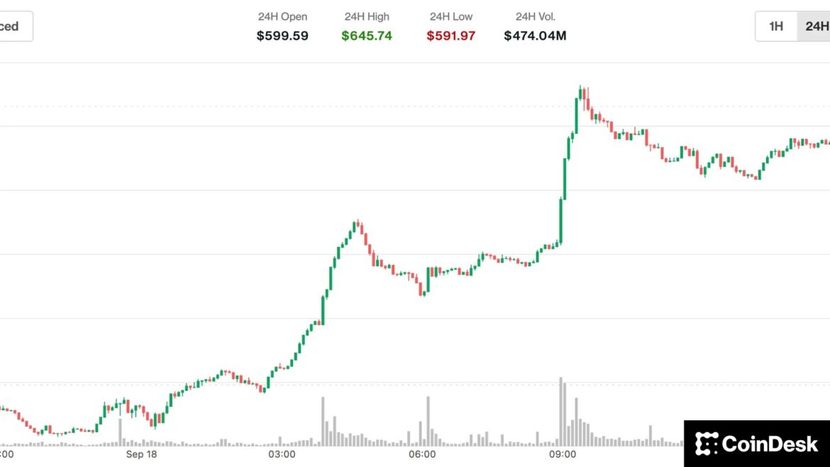 Bitcoin Cash Rallies to Nearly $650, Highest Level Since April 2024