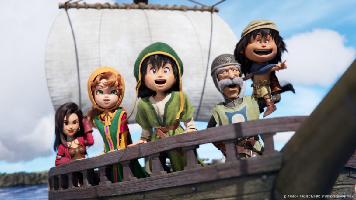 Dragon Quest 7 characters sail on a boat.