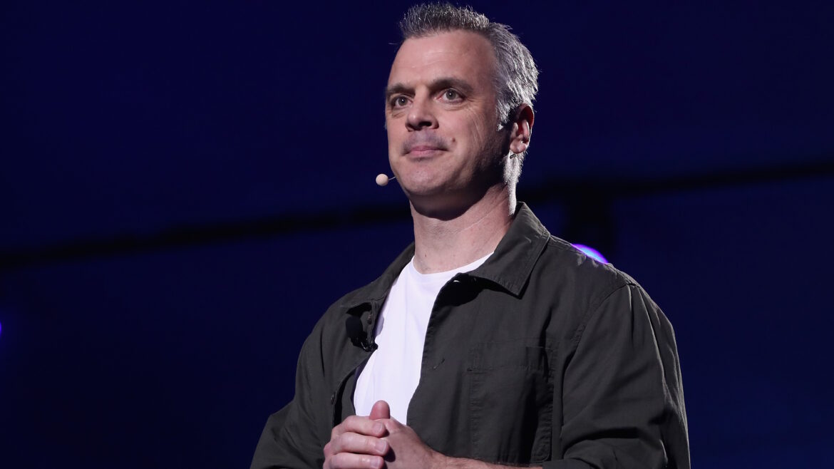 Former Bethesda marketing VP says he fought against reusing the  Pete Hines, Vice President of Bethesda Softworks, speaks during the Bethesda E3 conference at the Event Deck at LA Live on June 10, 2018 in Los Angeles, California. The E3 Game Conference begins on Tuesday June 12. (Photo by Christian Petersen/Getty Images)