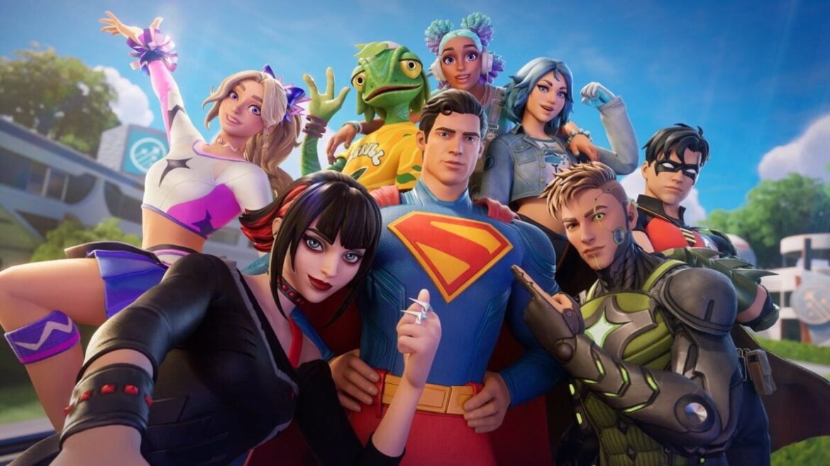 Superman appears in a Fortnite loading screen.