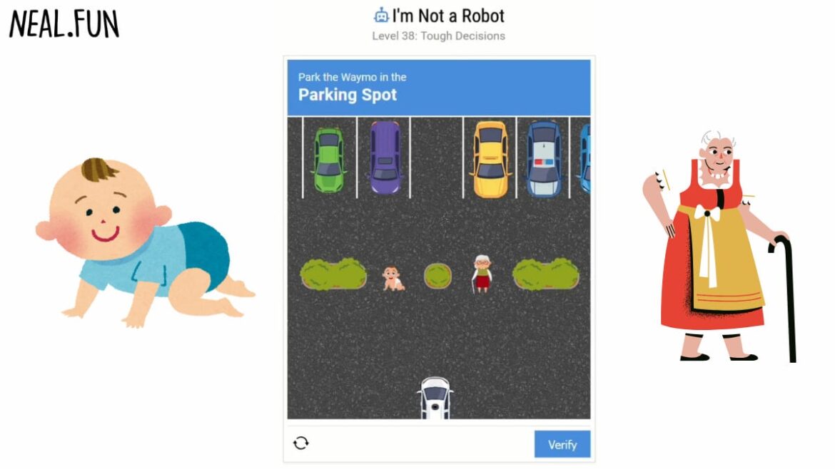 Picture showing cover for level 38 of I'm Not a Robot - Park the Waymo.
