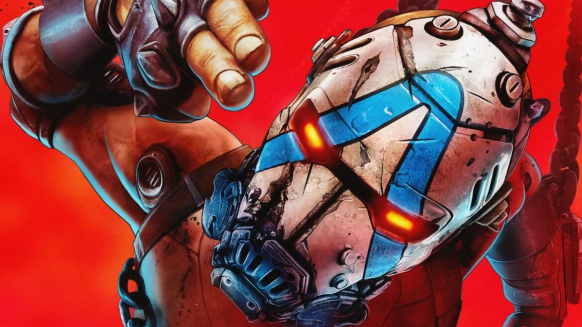 Is it better to be a ‘patient gamer’ or is Borderlands 4 close-up of the Psycho bandit mask. The character is gesturing toward the view with two fingers, like they're picking a fight, and stands out on a red background.