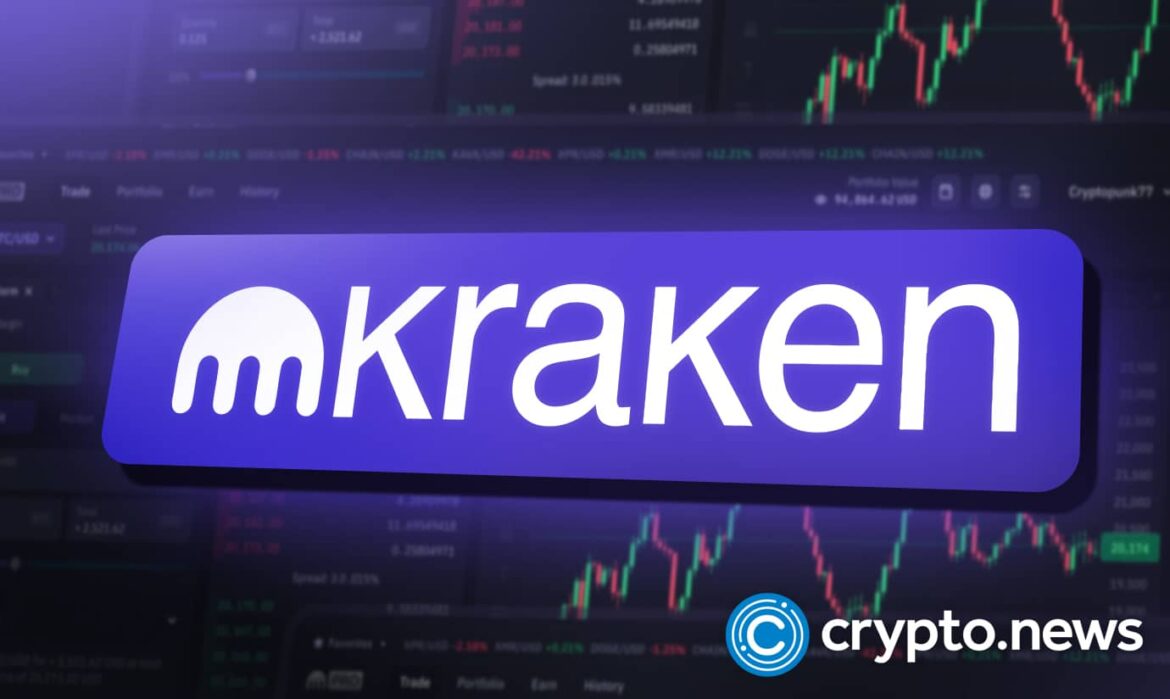 Kraken logo with digital finance background