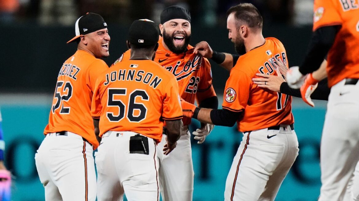 Orioles, one out from being no-hit, score 4 runs to Orioles, one out from being no-hit, score 4 runs to stun Dodgers
