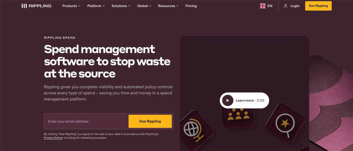 Rippling Spend website screenshot