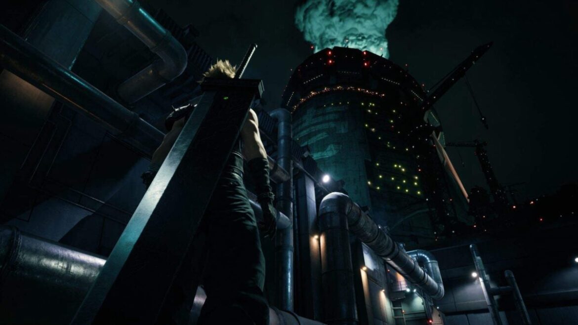 The Opening Still Hits So Hard Cloud looks up at Shinra HQ.