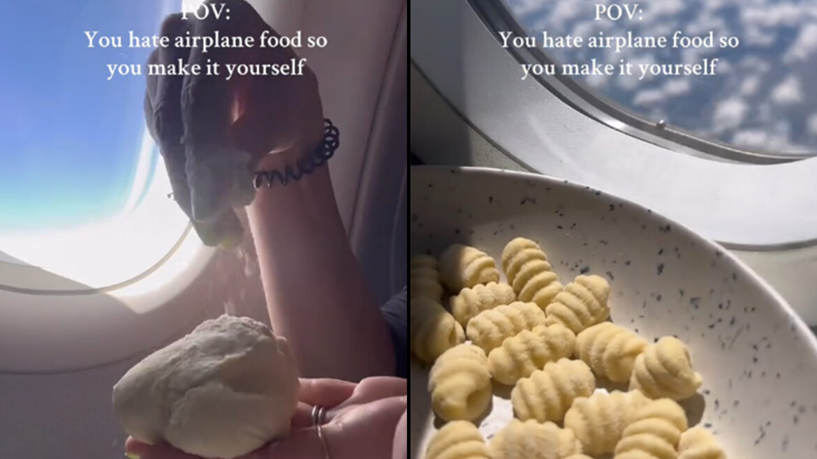 TikTok chef sparks debate after making pasta from scratch on Waiter holding bill alongside plate with sausage and knife on
