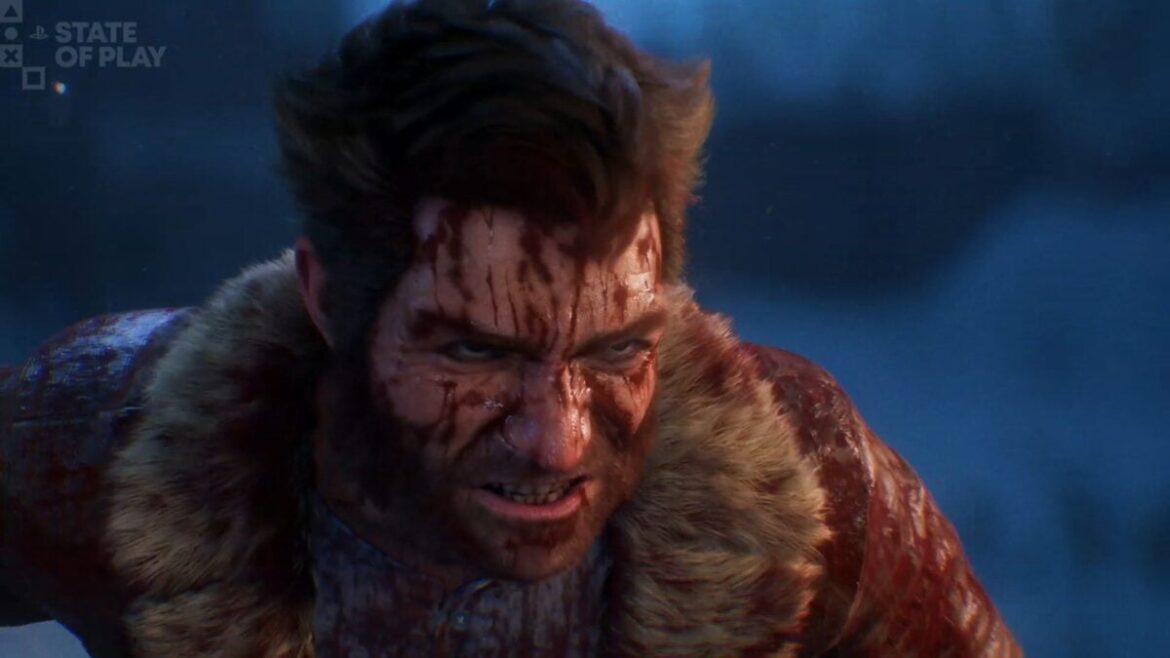 Wolverine is covered in blood.