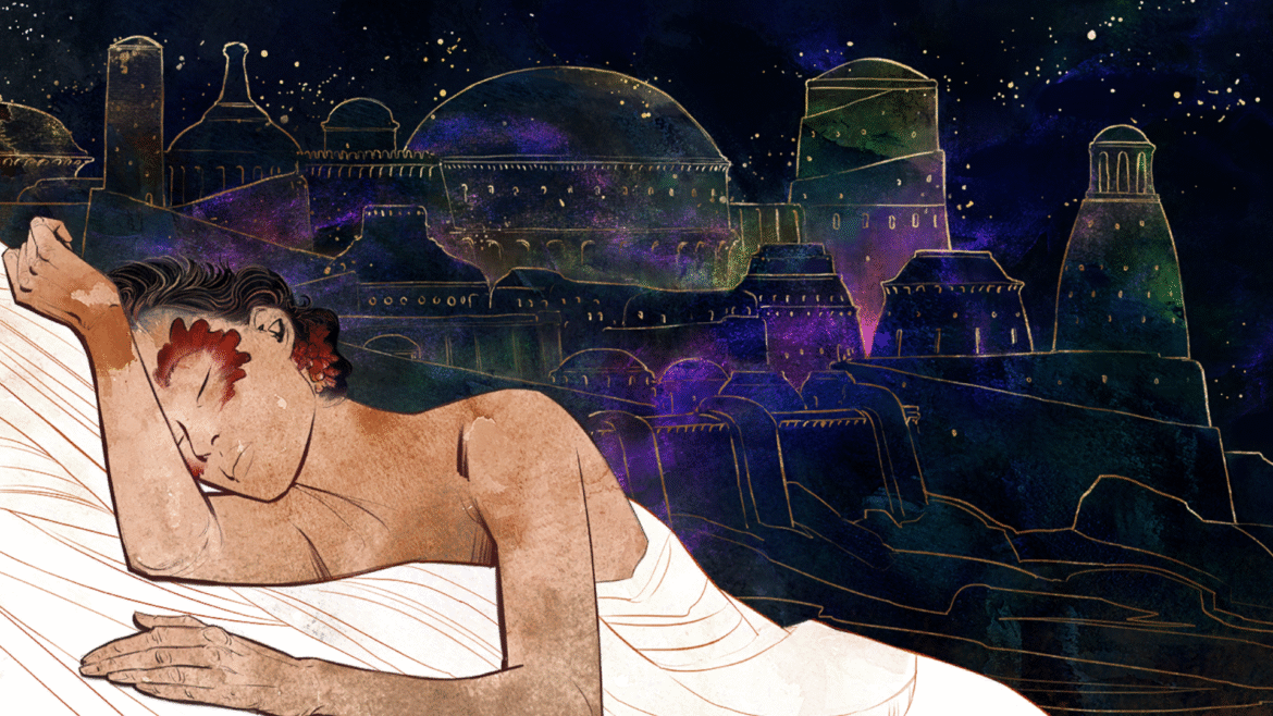 You’ve all been playing too much Silksong this weekend, have The envoy from Avowed takes a dreamlike rest amongst a glimmering city.