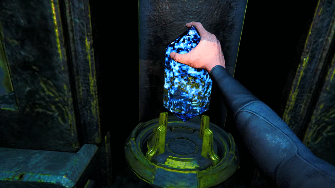 A hand reaches out for a device in Nine Sol's hidden horror game.